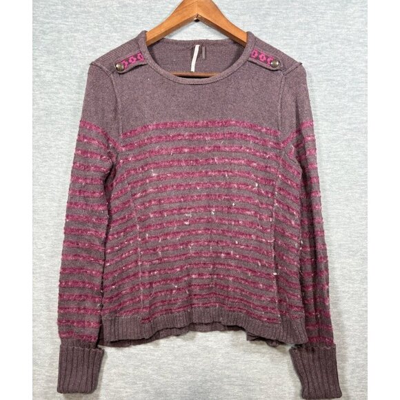 Free People Striped Wool Angora Blend Sweater Womens S - Picture 1 of 6